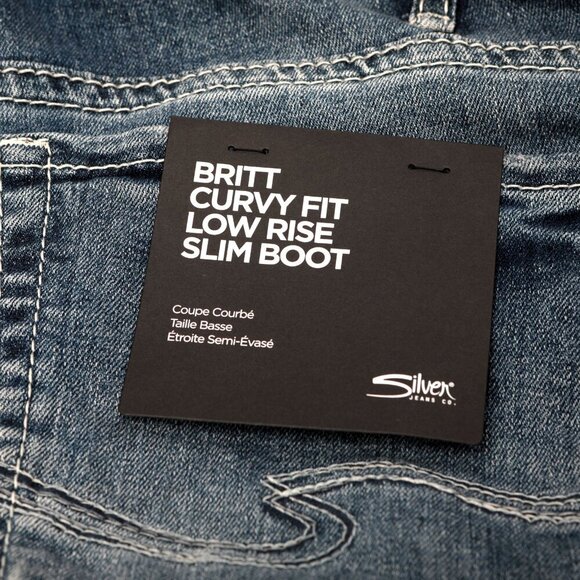 Silver Britt Low Rise Curvy Slim Bootcut Jeans Indigo Denim Stretch Sz 24 NEW - Picture 8 of 12